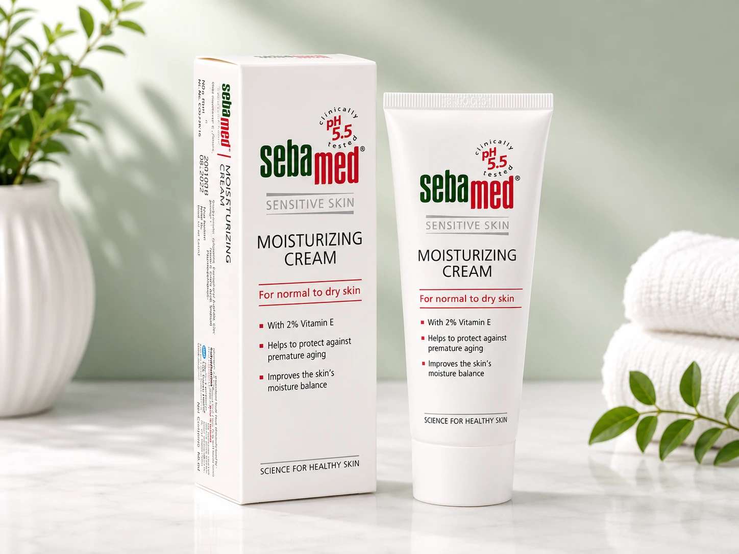Sebamed Sensitive Skin Moisturizing Cream with 2% Vitamin E | pH 5.5 | For Normal to Dry Skin | 75ml
