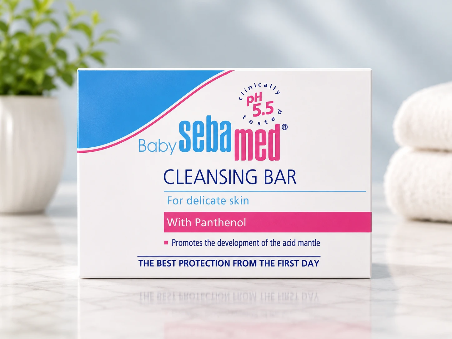 Sebamed Baby Cleansing Bar with Panthenol | pH 5.5 | Soap-Free | For Delicate Baby Skin | 100 gm