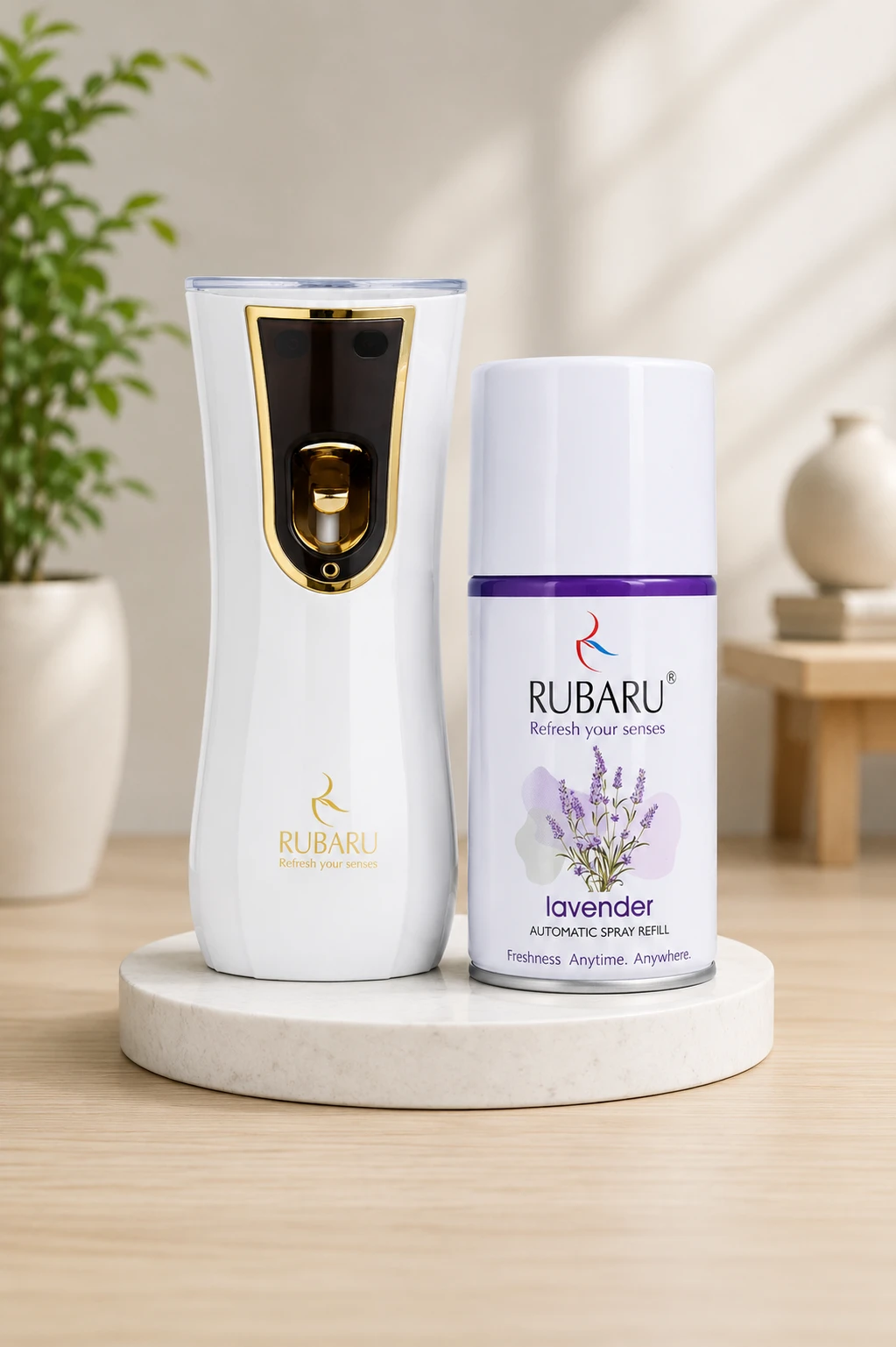 RUBARU Automatic Air Dispenser (Combo) with Lavender Air Neutralizer Spray Refill (300 ml)