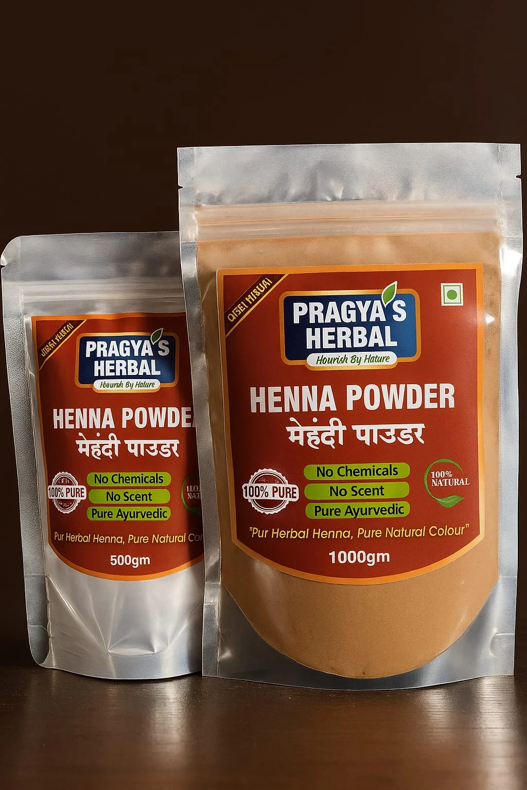 PRAGYA’S Herbal Henna Powder – 100% Pure & Natural Ayurvedic Mehndi Powder (50g)