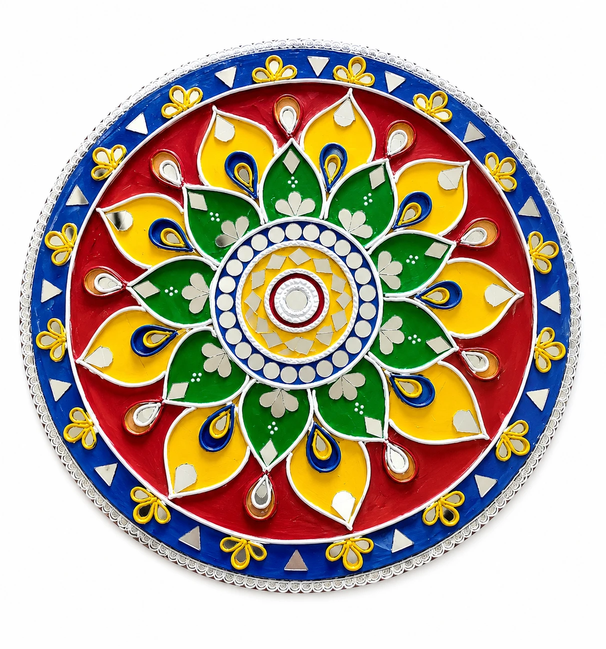 Handmade Lippan Art Wall Decor – Traditional Mud & Mirror Mandala Art