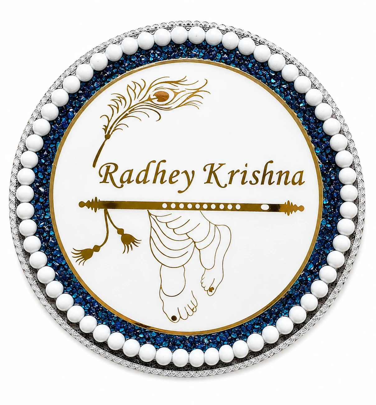 Radhey Krishna Lippan Art Wall Decor – Handmade Mud & Mirror Decorative Wall Hanging