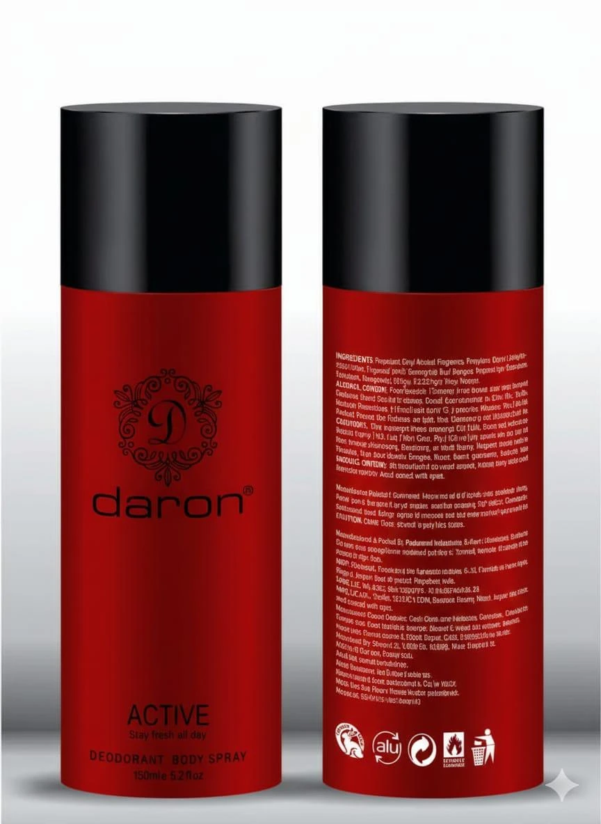 DARON Brand All Body Deodorant Spray Active (150 ml) – Unisex